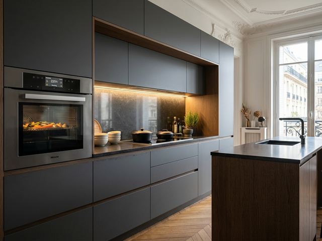 Four encastrable Siemens iQ à écran tactile dans une cuisine moderne